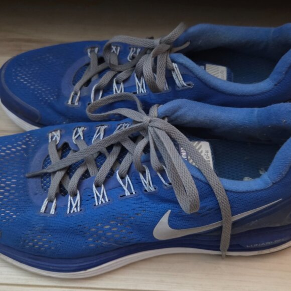Mens Nike Lunarlon Lunarglide 4 Running Walking Sneakers Blue Size 11 - Picture 3 of 11